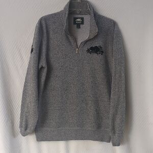 ROOTS Salt Pepper Unisex Gray Half-Zip Pullover Sweatshirt Sz M